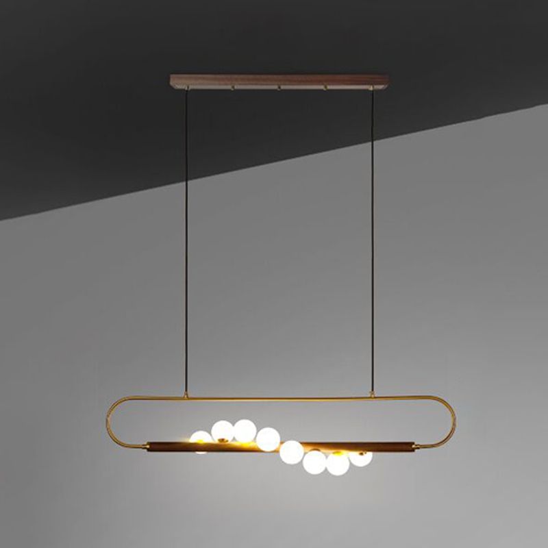 Luces de isla esféricas de estilo creativo moderno luces colgantes de madera