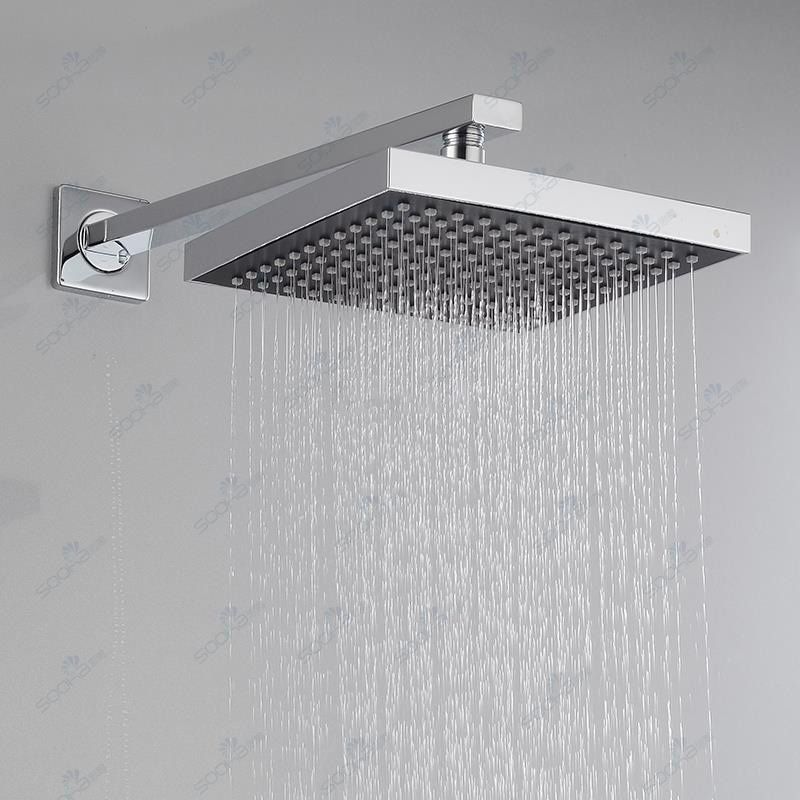 Modern Square Fixed Shower Head with Shower Arm Stainless Steel Wall-Mount Showerhead