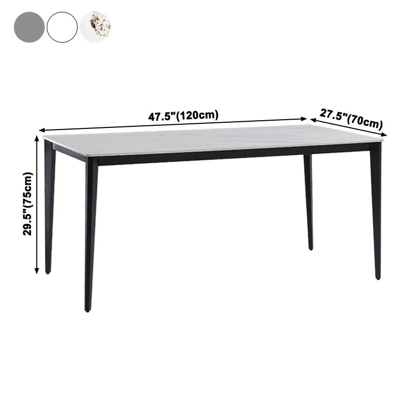 Mesa de comedor de piedra sinterizada industrial, resistente a los arañazos, mesa rectangular con base de 4 patas para el hogar