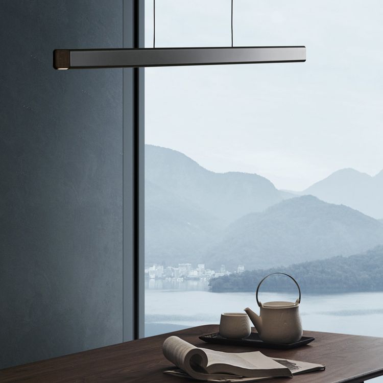 Black Metal Hanging Pendant Lights Modern Linear Hanging Lamps for Dining Room