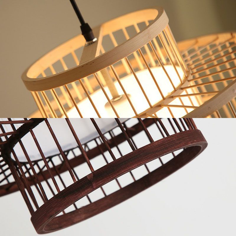 Chinese Palace Lantern Pendant Lamp Bamboo 1 Head Study Room Ceiling Light Fixture