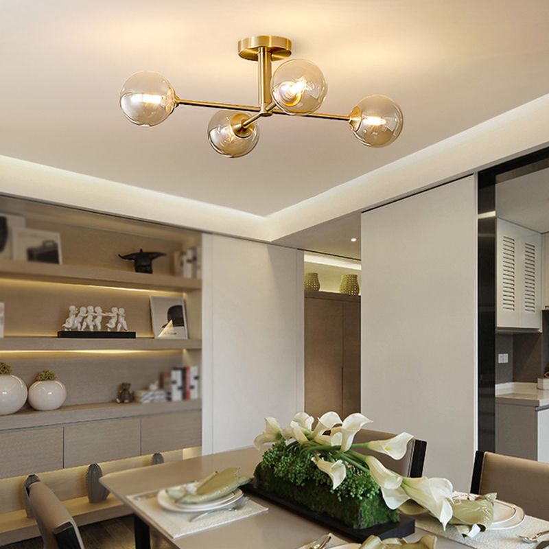Nordic Style Golden Ceiling Lamp Glass Shade Ceiling Light for Living Room