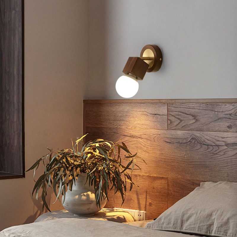 Nordic Style Wooden Wall Light Rectangle Shape Wall Lamp for Living Room