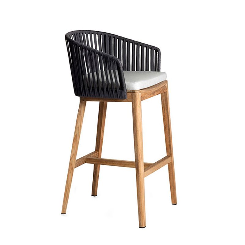 Contemporary Low Back Dining Stool Bucket Bar Stool with Footrest
