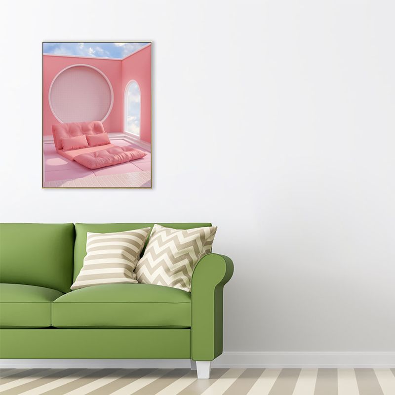 Arched Door Wall Decor Contemporary Textured Girls Bedroom Painting, Multiple Sizes