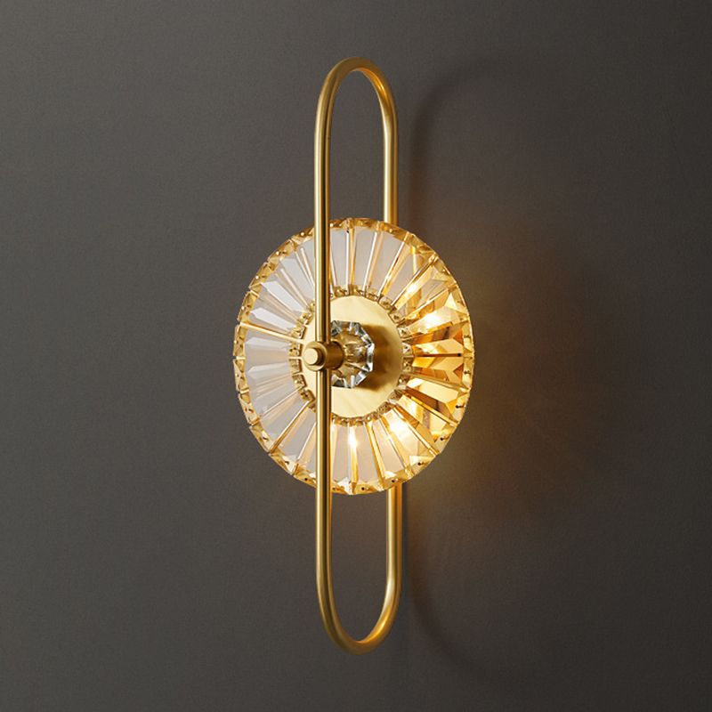 2 / 3 - Light Wall Light Solid Brass and Crystal Post Modern Wall Sconce