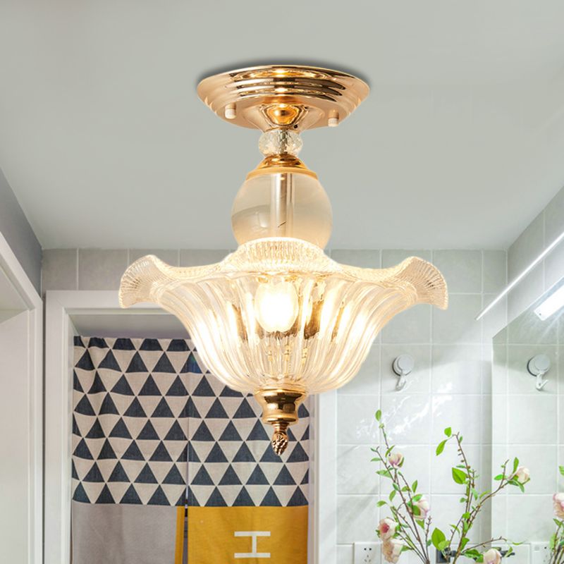 12 "/16" diámetro acampado semi flanpes de montura moderna 1 lámpara de techo ligera en negro/dorado con soportes de cristal