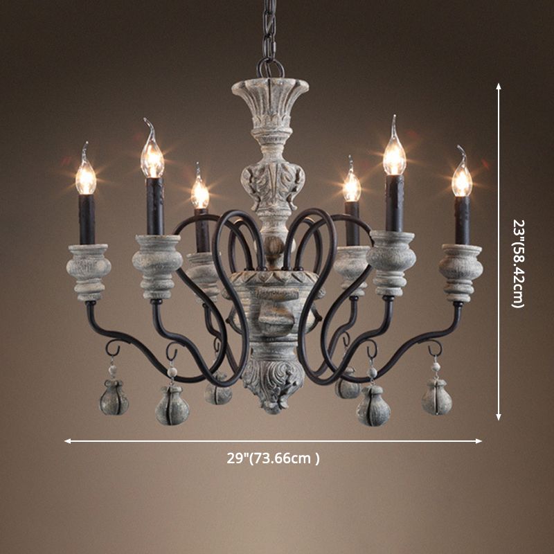 American Vintage Candelabra Resin Kroonluchter metaal Gooseneck arm Suspensie Verlichtingsarmatuur voor woonkamer
