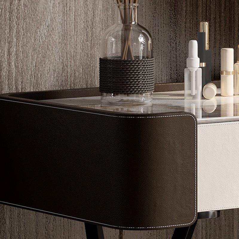 Glam 2-Drawer Vanity Table and Stool Set Slate Top Vanity Dressing Table Set