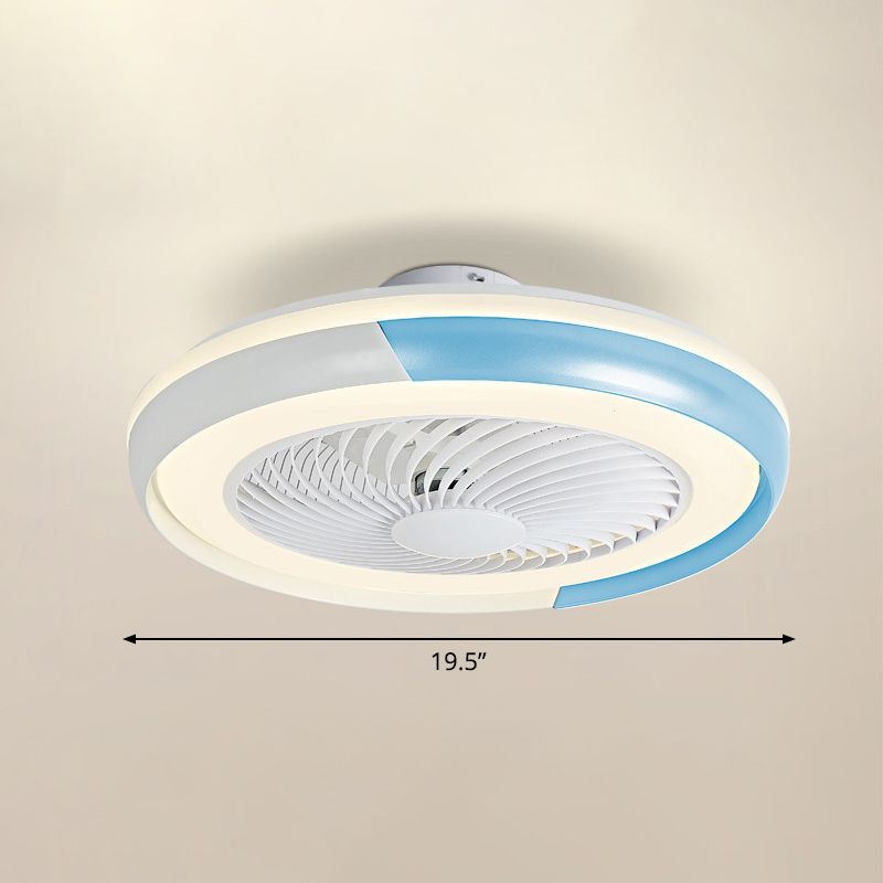 19,5 "breite Macaron Runde 5 Klingen Deckenventilator Lampe Acryl Kinder Schlafzimmer LED Semi Flush Light, Fernbedienung