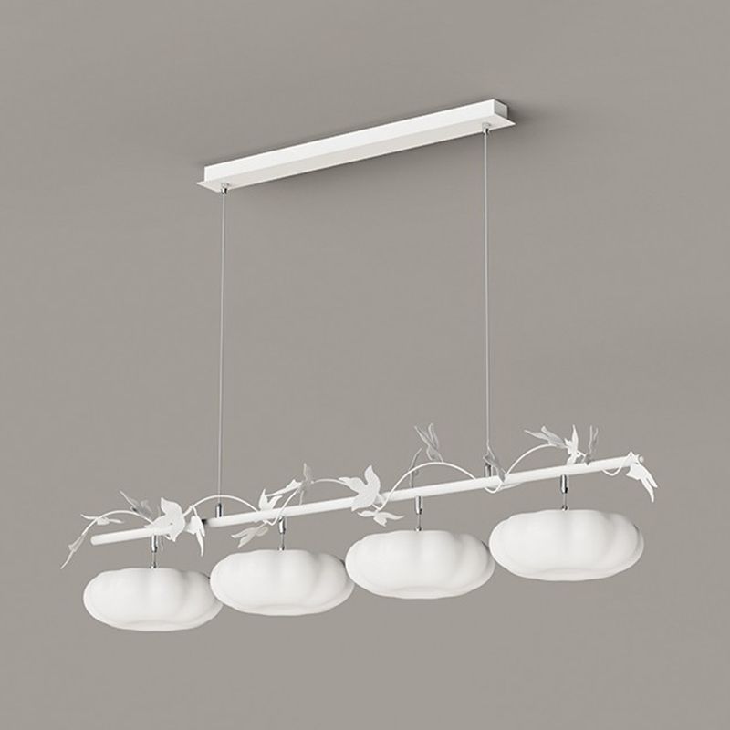 Contemporary Pumpkin Shaped Hanging Pendant Lights in White for Dining Room