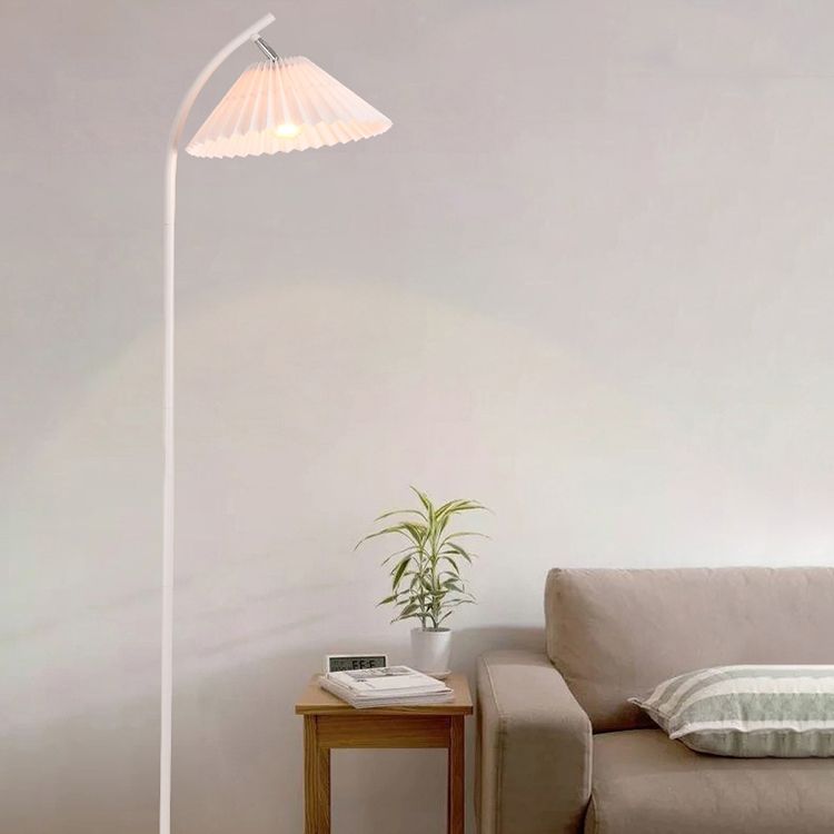 1 Light Cone-Shaped Floor Lamps Modernism Fabric Floor Lamps for Bedroom