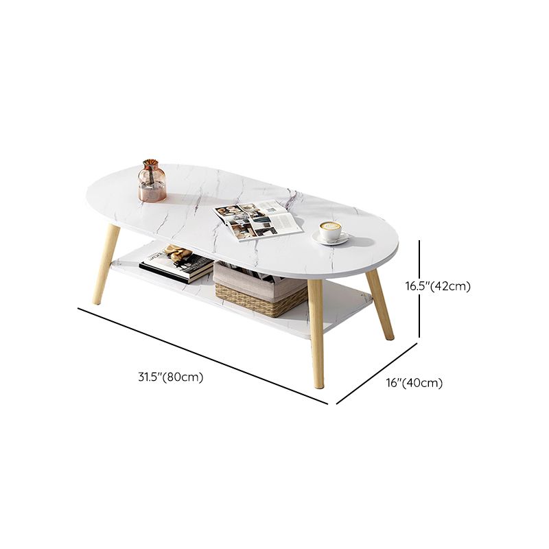 Wood Coffee Table Modern Single Coffee Table with with Storage Drawers