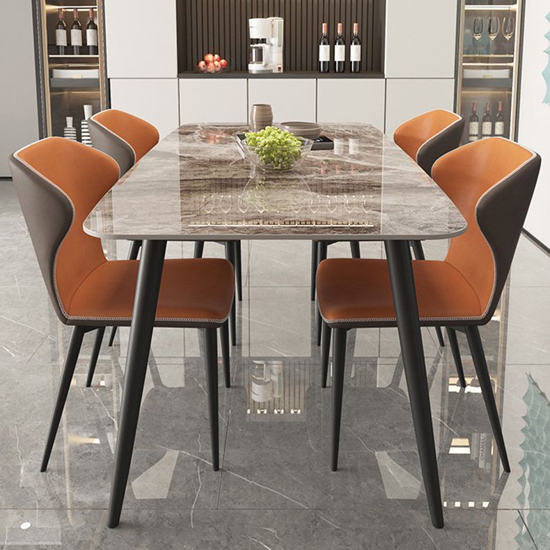 Industrial Grey Table for Restaurant Rectangle Dining Table with Metal 4 Legs