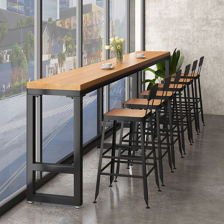 Industrial Table and Stool Set 1/4/7 Pcs Solid Wood Bar Table with Iron Base Stools