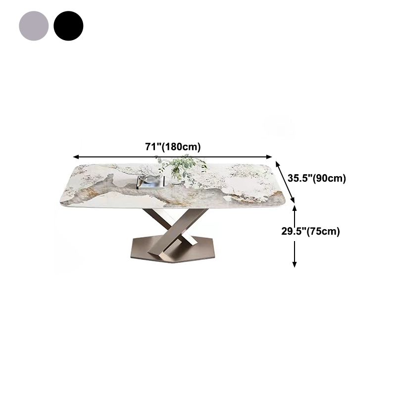 Stone White Top Dining Table Traditional Luxury Table with Pedestal Base