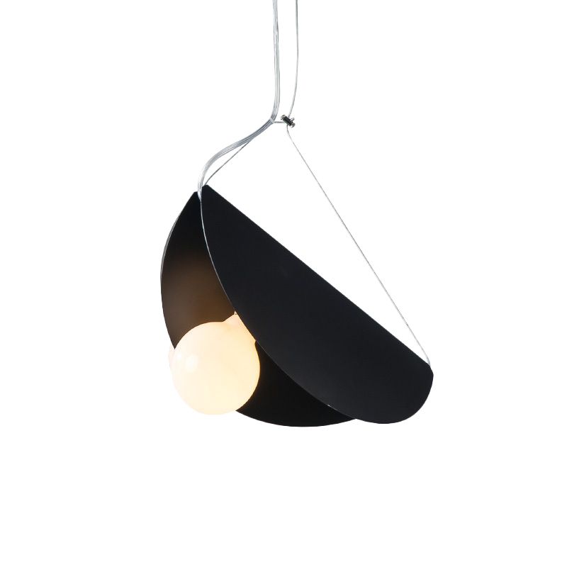 Black/Grey/Black Curved Hanging Lighting Contemporary 1 Light Metal Suspension Pendant for Bedroom
