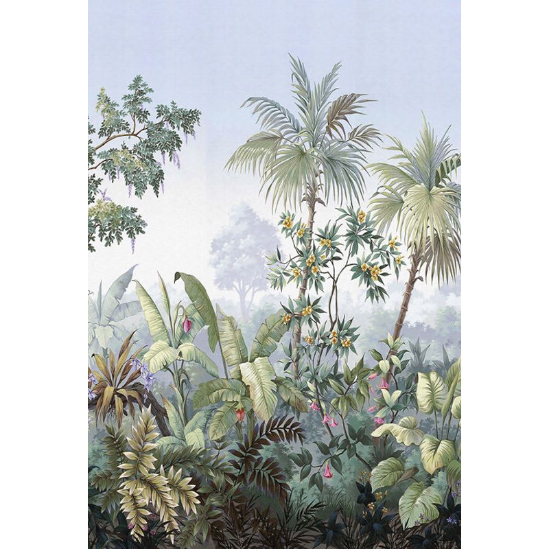Green Tropical Wall Mural Decal Full Size Botanical Wall Decor for House Interior