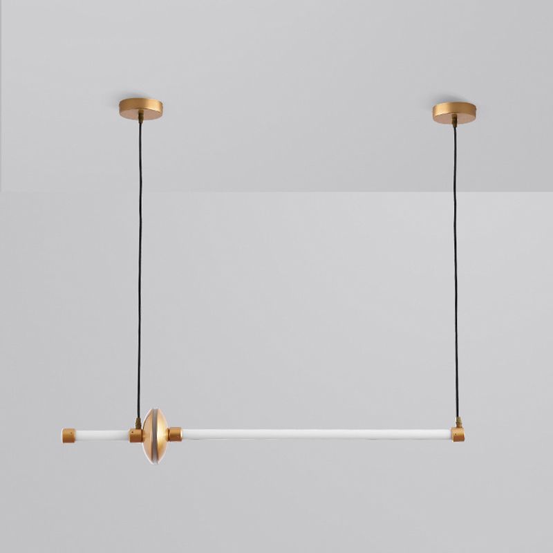 Metal Linear Island Pendant Modern 2-Light Island Lighting for Dining Room