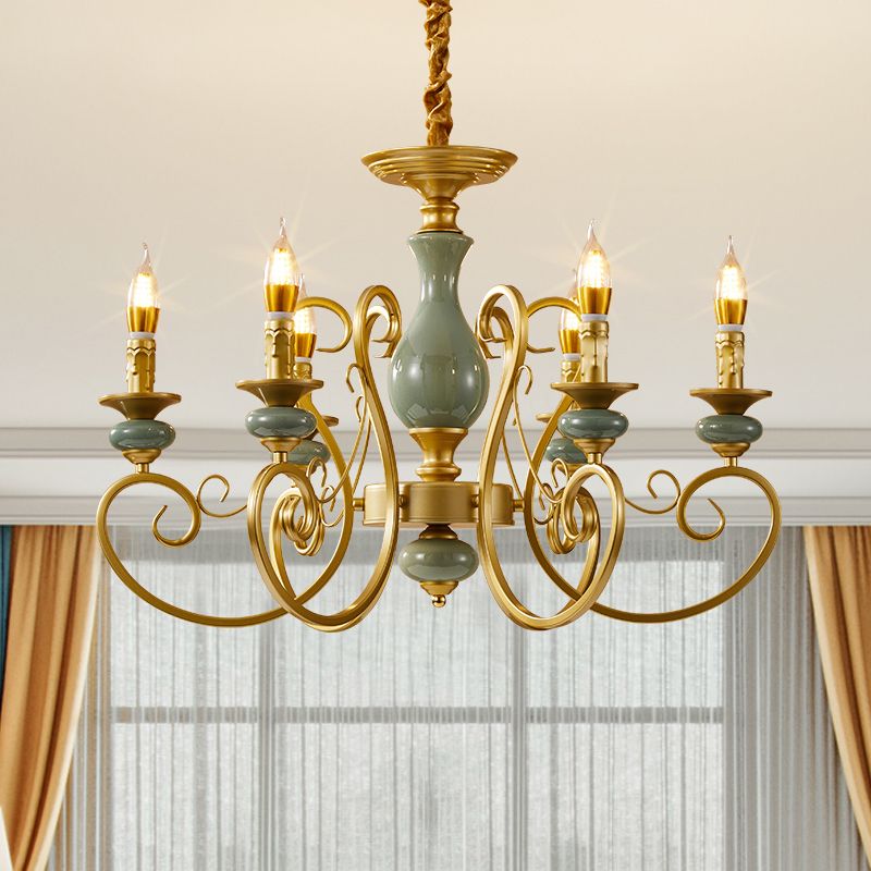 Traditional Style Suspension Pendant Light with Candle Metal Multi Light Pendant