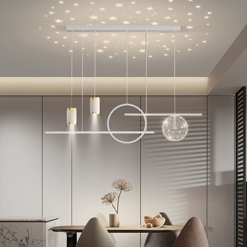 Geometric Shape Metal Island Pendants Modern Style 8 Lights Island Pendant Lights