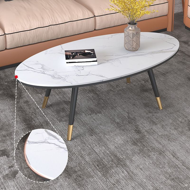 Slate Oval Coffee Table 4 Legs Base Type Single Cocktail Table