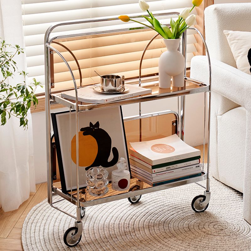 Modern Clear 23.6" End Table Rectangular Glass Side Table with Shelf