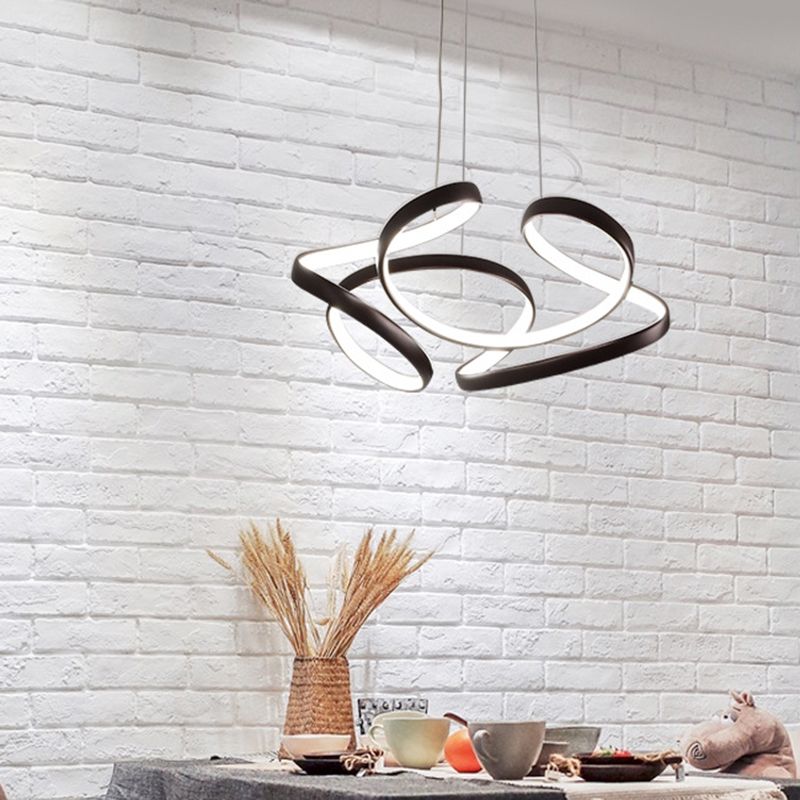 Twisted Chandelier Light Fixture Minimalist Style Metal LED Chandelier Pendant Light