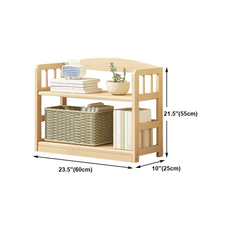 Modern Solid Pine Wood Bookcase, Natural, Open Bookshelf for Living Room