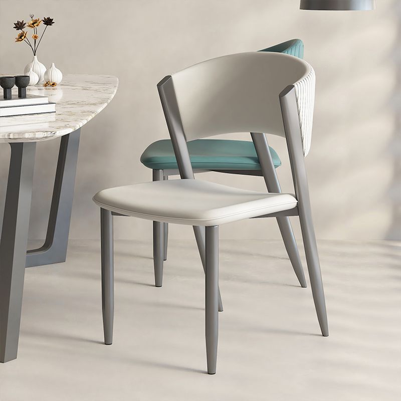Faux Leather  Dining Chairs Designer style Open Back Armless Chair