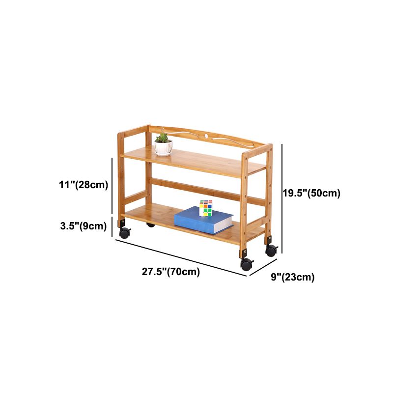 Natural Urban Etagere Bookshelf Manufactured Wood Bookcase with Caster Wheels