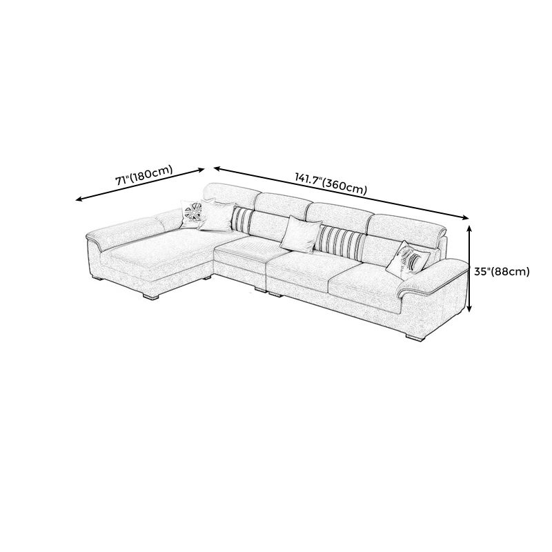 Grey Contemporary Stain-Resistant Living Room L-Shape Right Hand Facing Sofa