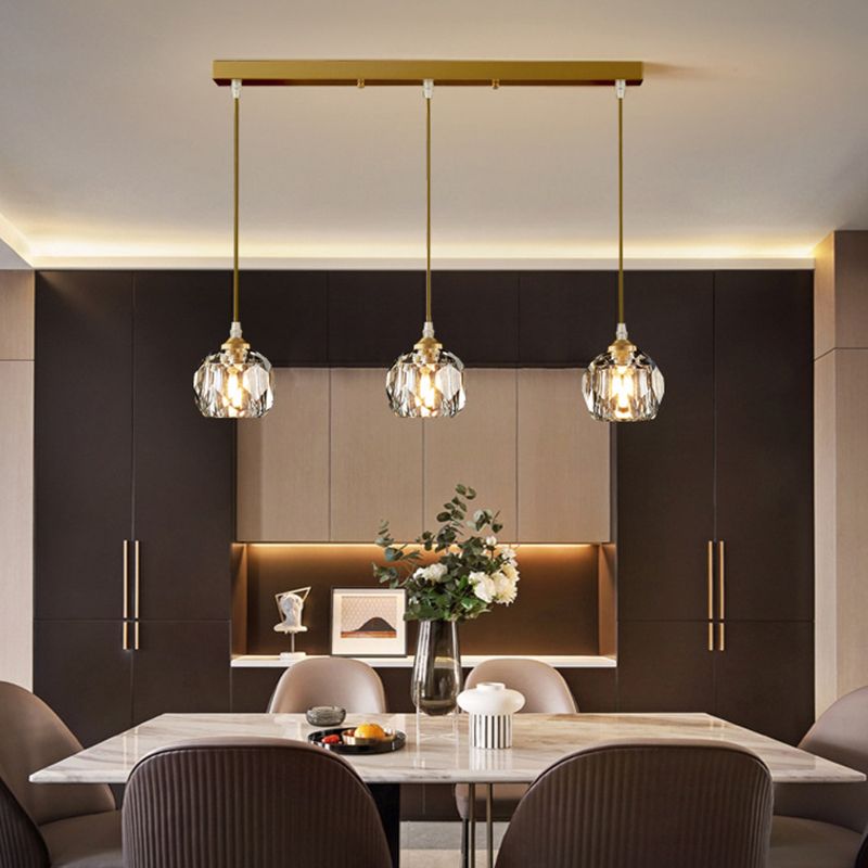 Crystal Geometric Pendant Lighting Fixture Modern LED Gold Suspension Pendant Light