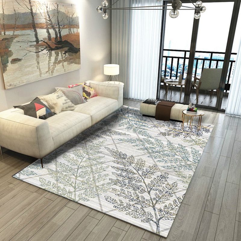 Decorative Leaves Pattern Rug Modern Simplicity Carpet Polyester Washable Carpet for Living Room
