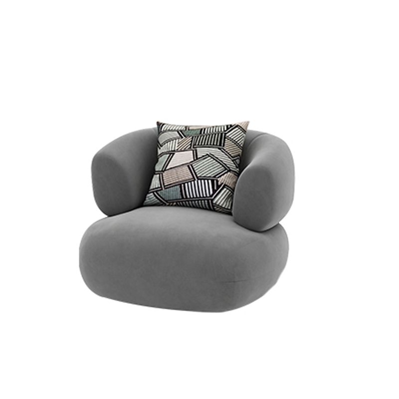 Contemporary Recessed Arm Sofa Pillow Back Curved Sofa for Living Room