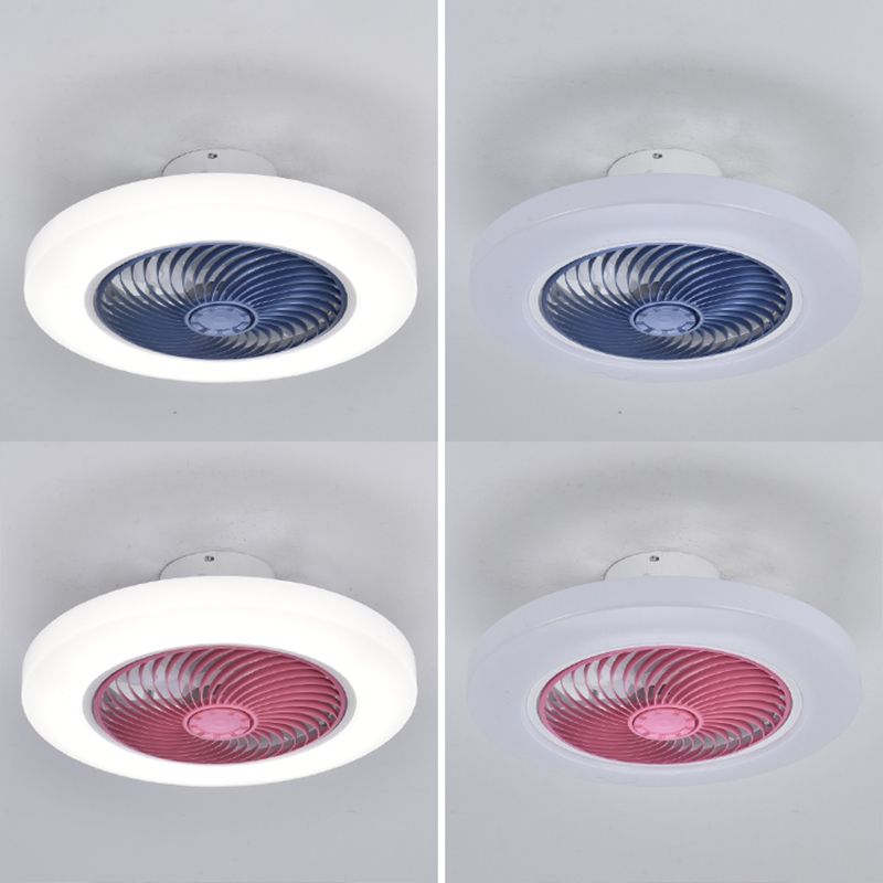 Acryl weiße LED -Deckenventilatoren im modernen prägnanten Stil Eisen kreisförmiger Flush -Mount für Schlafzimmer