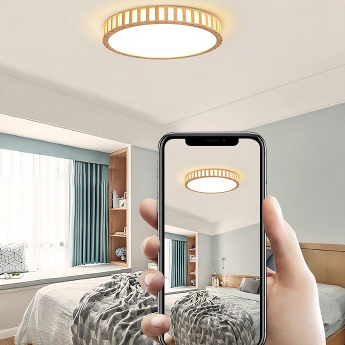 Bois 1-Flush léger Mount Ceiling Fixture Modern Style Drum Flush Mount Lamp for Living Room