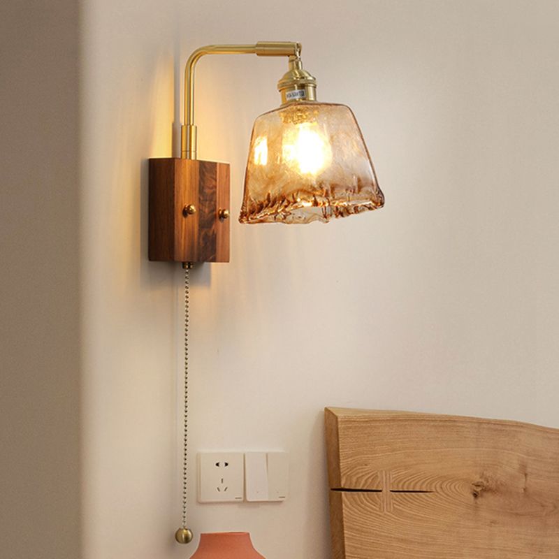Japanese Style Wooden Wall Light Geometry Shape Wall Lamp for Living Room