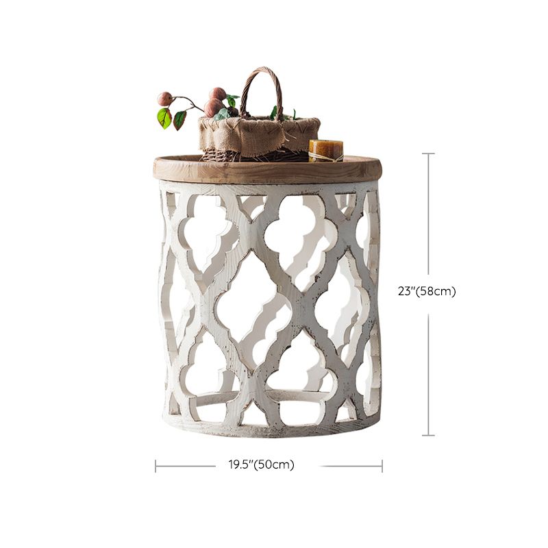 Wood and Metal Side End Snack Table Rustic Style Solid Wood End Table