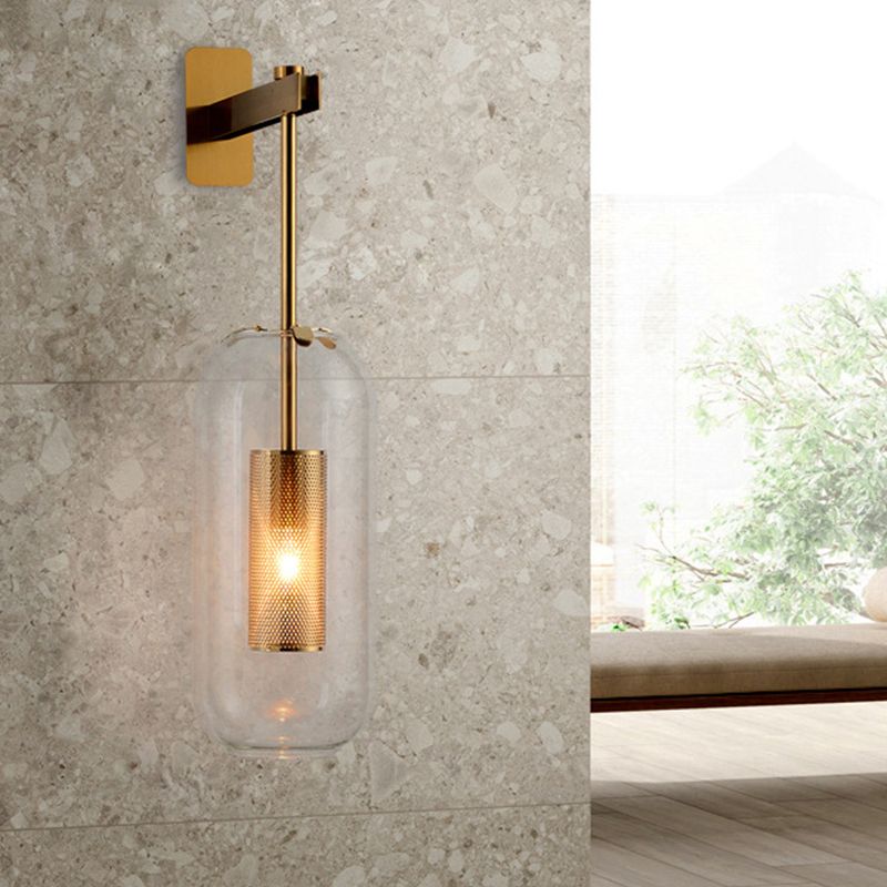 Modern Style Tubular Wall Lamp Light Glass 1 Light Wall Mounted Lighting