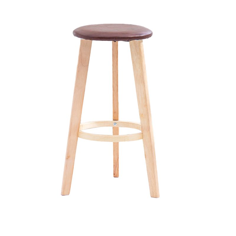 Industrial Style Round Seat Barstool Wooden Counter Bar Stool for Home Use
