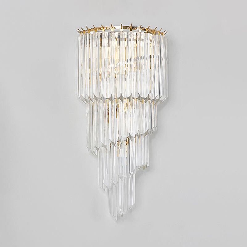 Unique Shade Crystal Wall Sconce Modern Multi-Lights Wall Mount Light Fixture in Gold