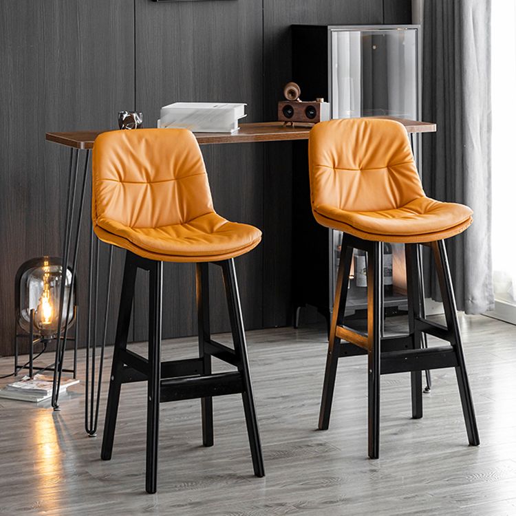 Modern Armless Backrest Counter Stool Wood Milk Tea Shop Bar Stool with Leather Cushion