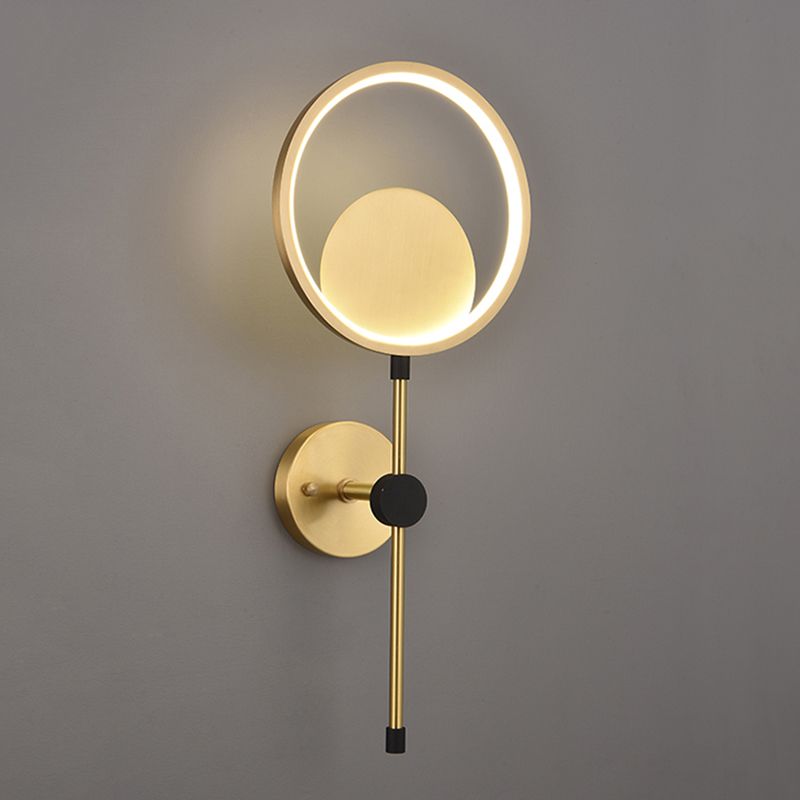 Rame moderno nordico rame a parete a parete a parete rotonda applique a parete per camera da letto