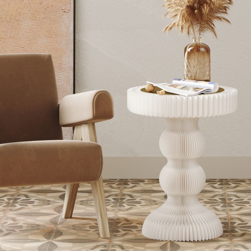 Modern Round Wood Pedestal Side Table without Drawer for Living Room