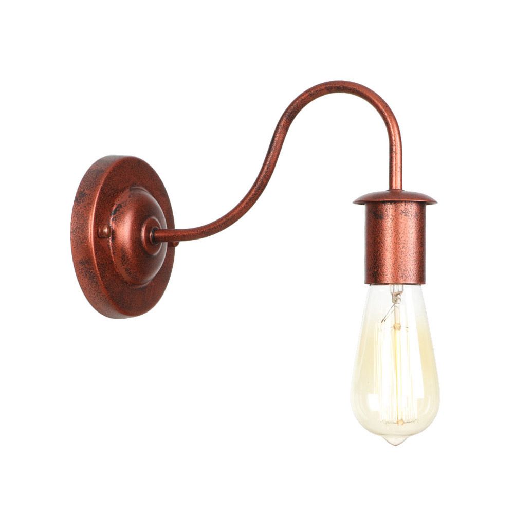 6"/10" High 1 Head Metal Wall Lighting Industrial Rust Bare Bulb Living Room Wall Sconce Lamp with Gooseneck Arm