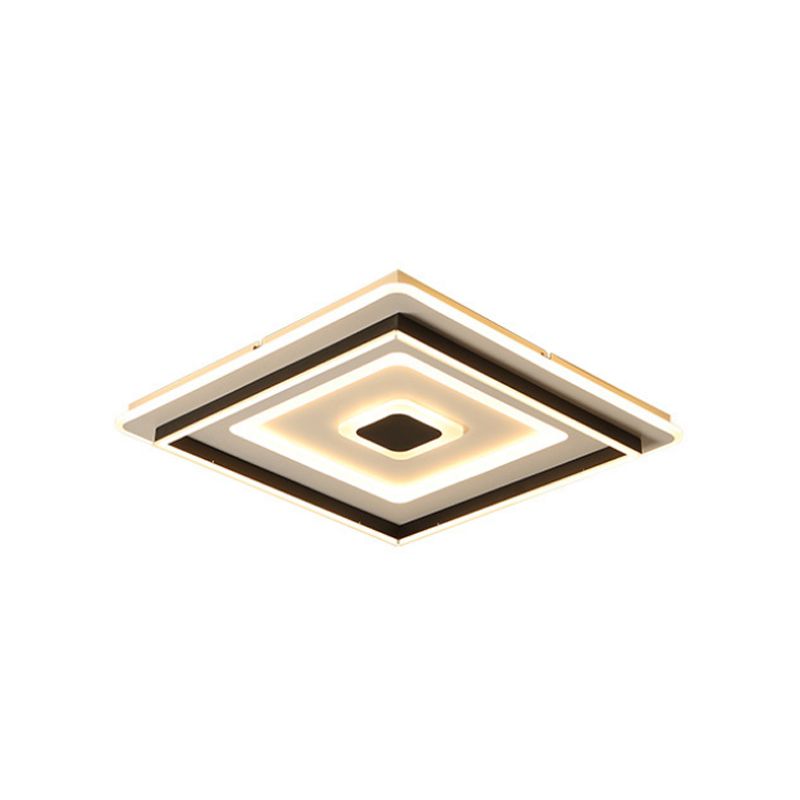 Acrylic Overlapped Square Flushmount Modern Stylish 18/21.5 Wide LED Ceiling Mounted Light in Black, Warm/White Light