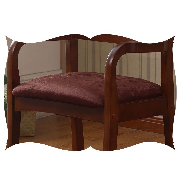 Fauteuil de salle à manger avec dossier en bois, chaise simple traditionnelle avec bras en bois d'hévéa