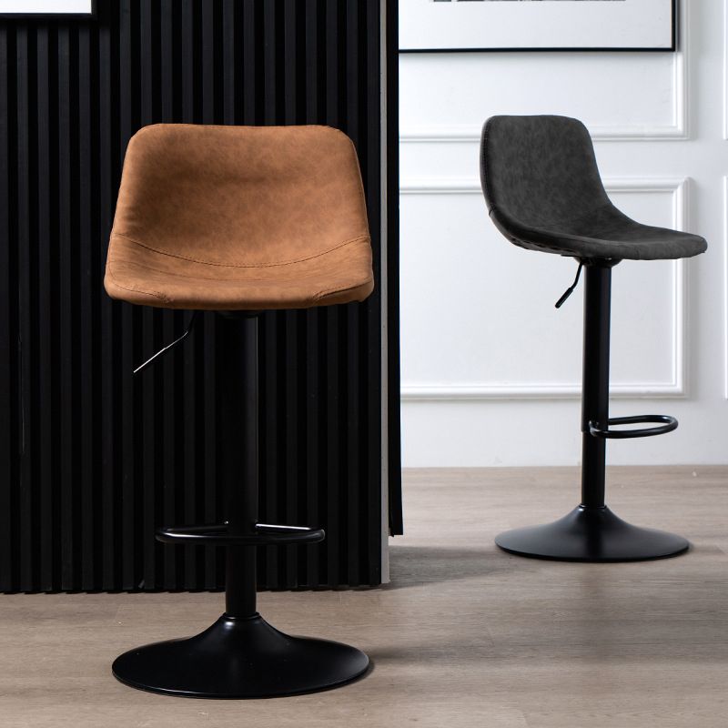 Contemporary PU Leather Footrest Barstool Adjustable Height Bar Stool