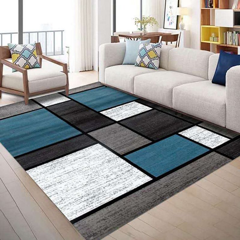 White Modern Rug Polyester Pattern Rug Stain Resistant Rug for Home Decor
